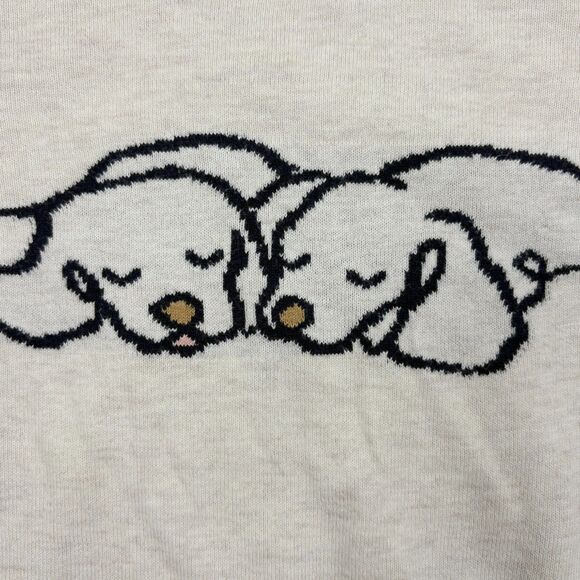 Banana Republic Intarsia Sleeping Puppies Dog Cotton Sweater Preppy Small READ - Picture 3 of 12